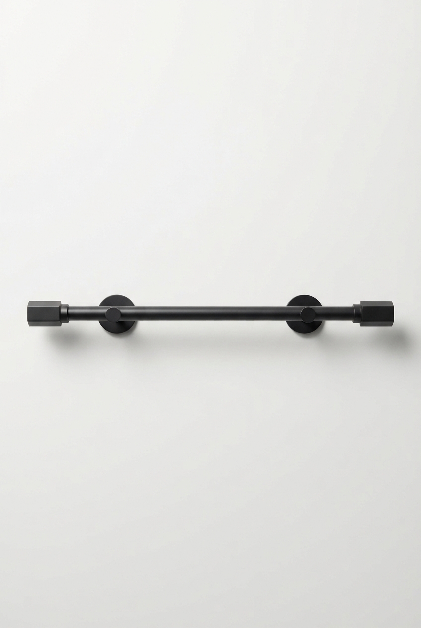 Matte metal adjustable curtain rod with minimal finials