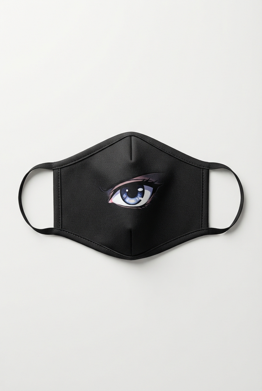 Anime eye printed outdoor face mask for young daily wear