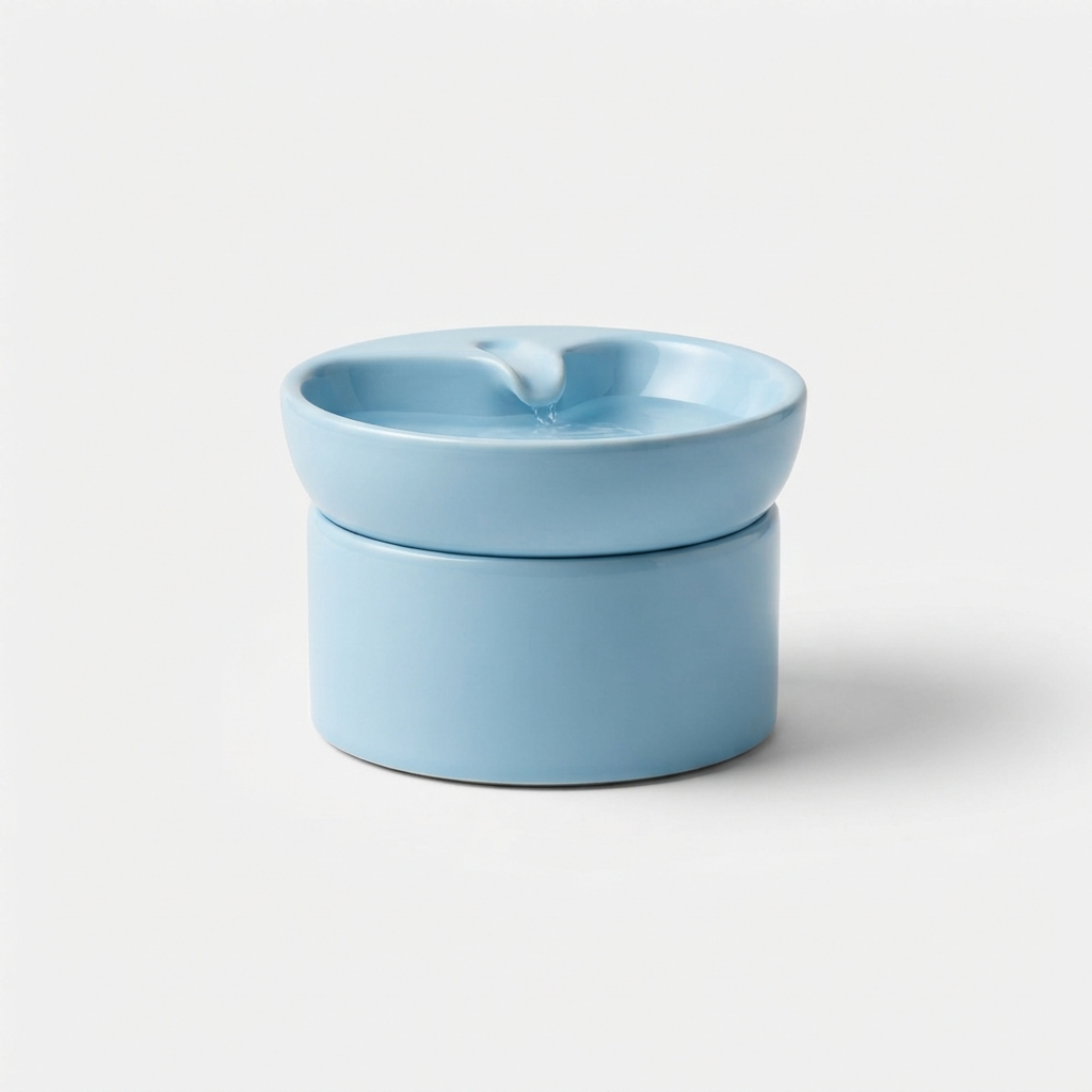 Minimalist outdoor cat water fountain with flowing design